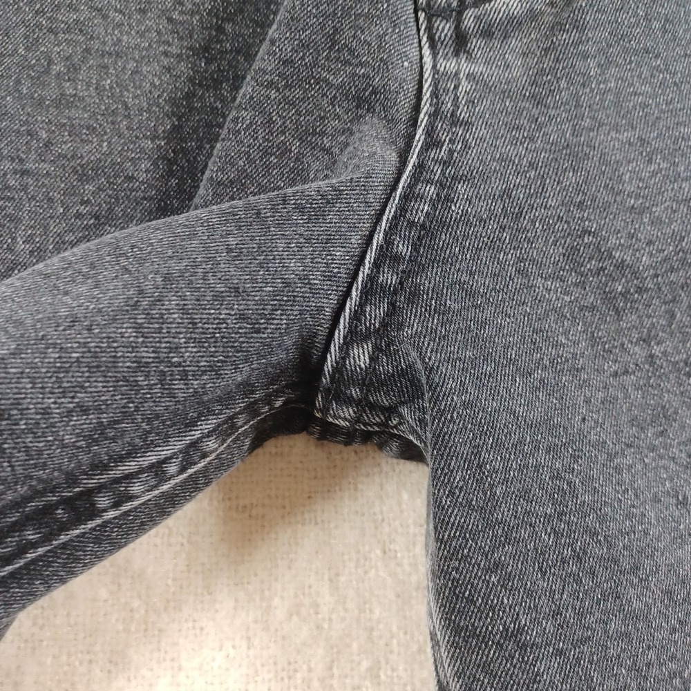Miou Muse Black Stretch Denim‎ Cropped Rolled Hem Straight Leg Jeans Small - Picture 6 of 10